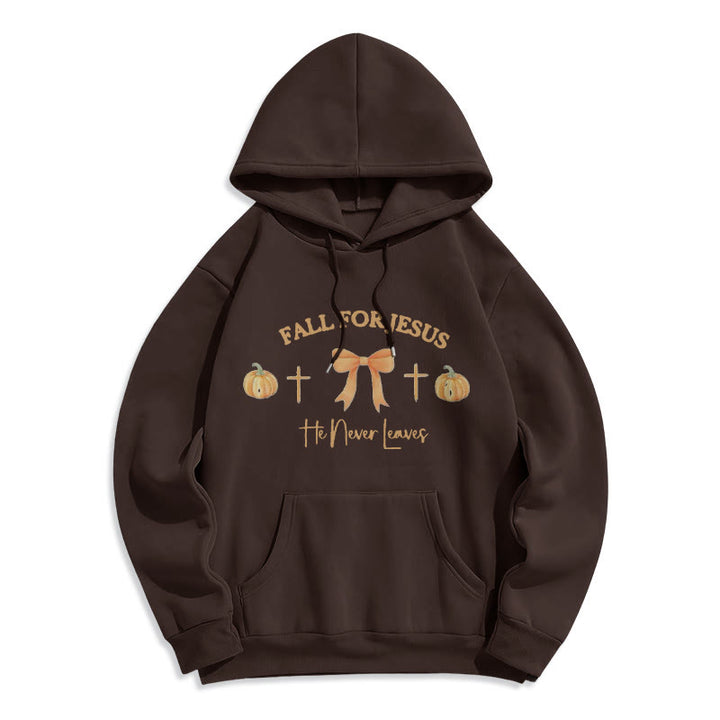 Christianartworkshop Herbst für Jesus Kürbis Kreuz & Schleif Fleecegefütterter Polyester-Hoodie - Braun - 2XL - image 4