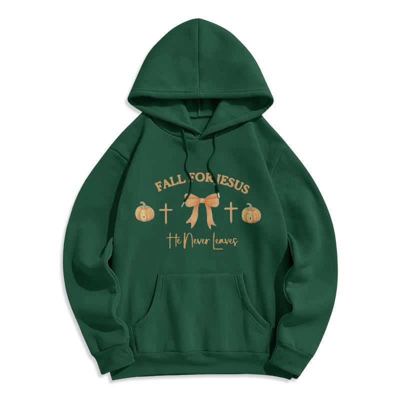 Christianartworkshop Herbst für Jesus Kürbis Kreuz & Schleif Fleecegefütterter Polyester-Hoodie - Grün - 2XL - image 0