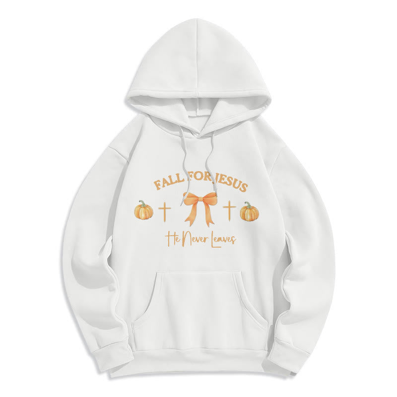 Christianartworkshop Herbst für Jesus Kürbis Kreuz & Schleif Fleecegefütterter Polyester-Hoodie - Weiß - 2XL - image 1