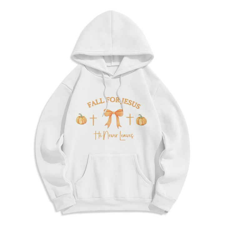 Christianartworkshop Herbst für Jesus Kürbis Kreuz & Schleif Fleecegefütterter Polyester-Hoodie - Weiß - 2XL - image 1