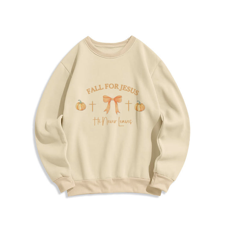 Christianartworkshop Fall For Jesus – Sweatshirt mit Kürbis-Kreuz und Schleife, Polyester, mit Fleecefutter - Beige - 2XL - image 3