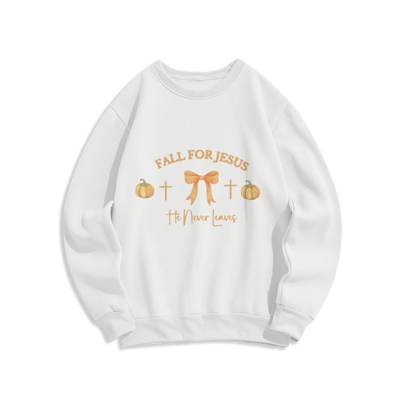 Christianartworkshop Fall For Jesus – Sweatshirt mit Kürbis-Kreuz und Schleife, Polyester, mit Fleecefutter - Weiß - 2XL - image 4