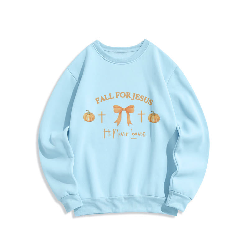Christianartworkshop Herbst für Jesus Kürbis Kreuz & Schleif Fleecegefüttertes Polyester-Sweatshirt - Blau - 2XL - image 3