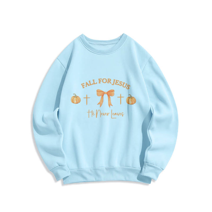 Christianartworkshop Herbst für Jesus Kürbis Kreuz & Schleif Fleecegefüttertes Polyester-Sweatshirt - Blau - 2XL - image 3