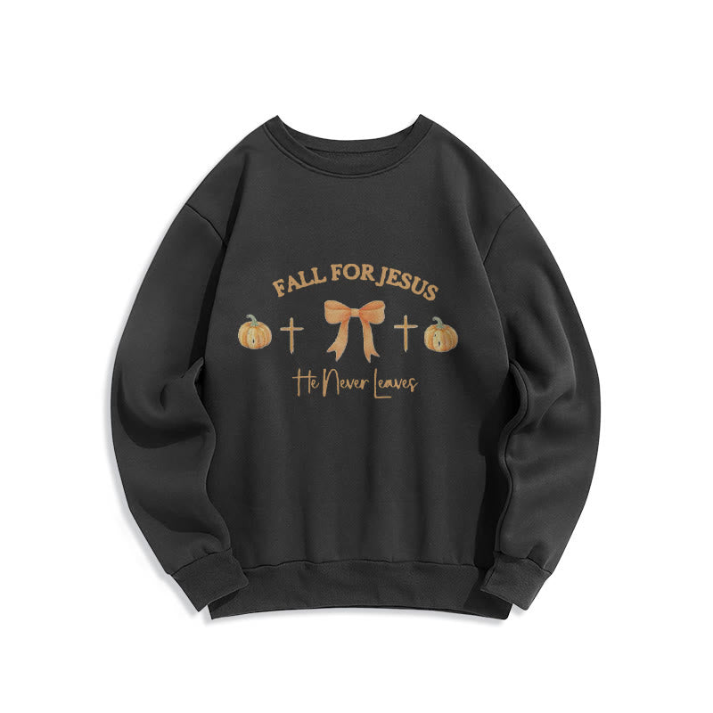 Christianartworkshop Herbst für Jesus Kürbis Kreuz & Schleif Fleecegefüttertes Polyester-Sweatshirt - Schwarz - 2XL - image 4
