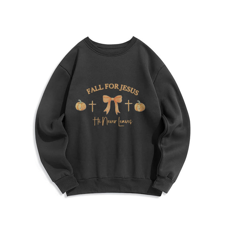 Christianartworkshop Herbst für Jesus Kürbis Kreuz & Schleif Fleecegefüttertes Polyester-Sweatshirt - Schwarz - 2XL - image 4