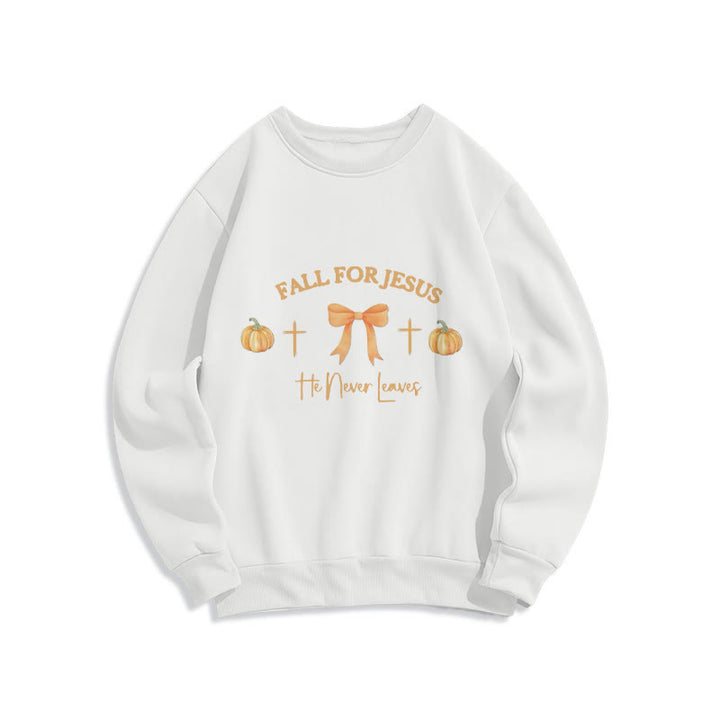 Christianartworkshop Herbst für Jesus Kürbis Kreuz & Schleif Fleecegefüttertes Polyester-Sweatshirt - Weiß - 2XL - image 2