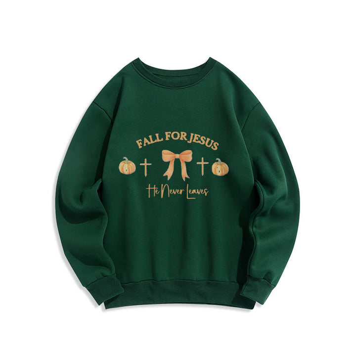 Christianartworkshop Herbst für Jesus Kürbis Kreuz & Schleif Fleecegefüttertes Polyester-Sweatshirt - Grün - 2XL - image 0