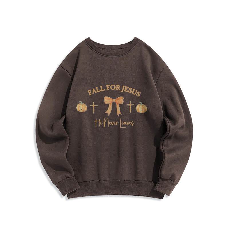 Christianartworkshop Herbst für Jesus Kürbis Kreuz & Schleif Fleecegefüttertes Polyester-Sweatshirt - Braun - 2XL - image 5
