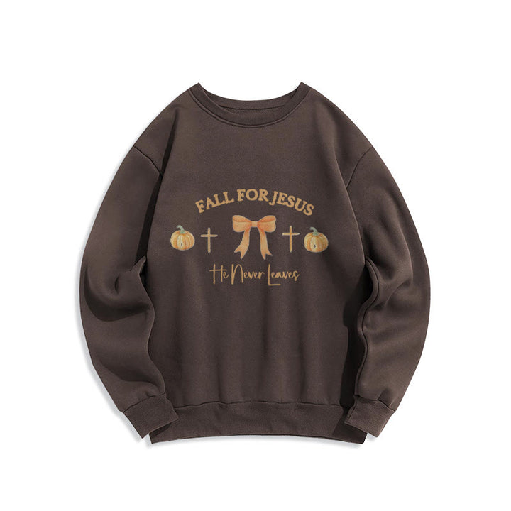Christianartworkshop Herbst für Jesus Kürbis Kreuz & Schleif Fleecegefüttertes Polyester-Sweatshirt - Braun - 2XL - image 5