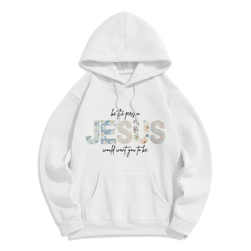 Christianartworkshop Floral Faith Jesus-Centered Fleece-gefütterter Polyester-Kapuzenpullover - Weiß - 2XL - image 1