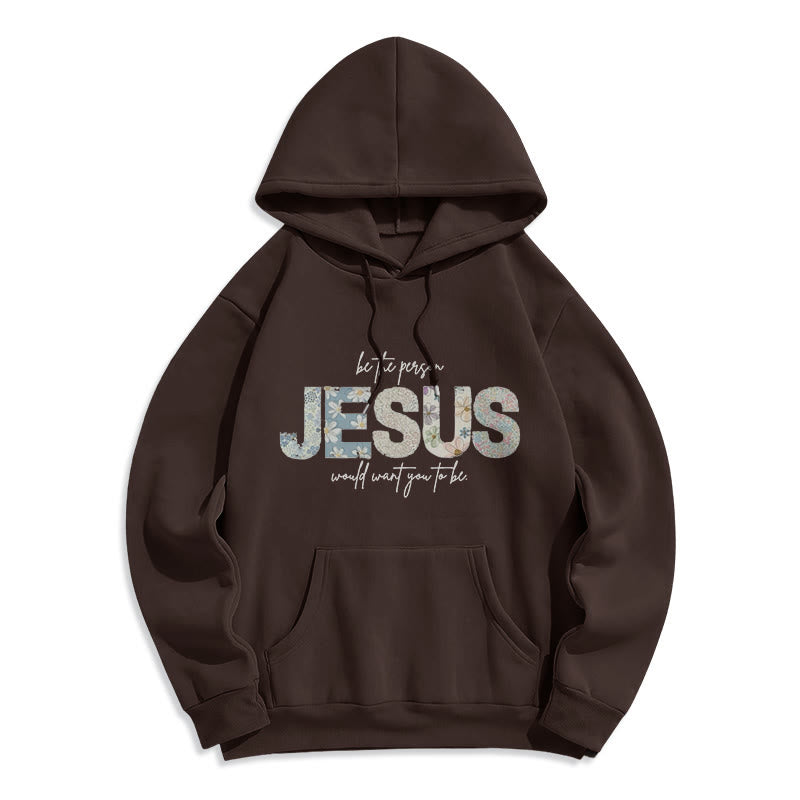 Christianartworkshop Floral Faith Jesus-Centered Fleece-gefütterter Polyester-Kapuzenpullover - Braun - 2XL - image 5