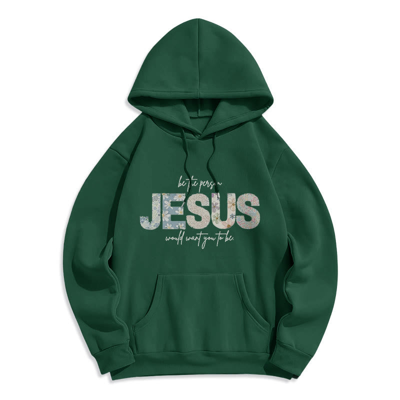 Christianartworkshop Floral Faith Jesus-Centered Fleece-gefütterter Polyester-Kapuzenpullover - Grün - 2XL - image 5
