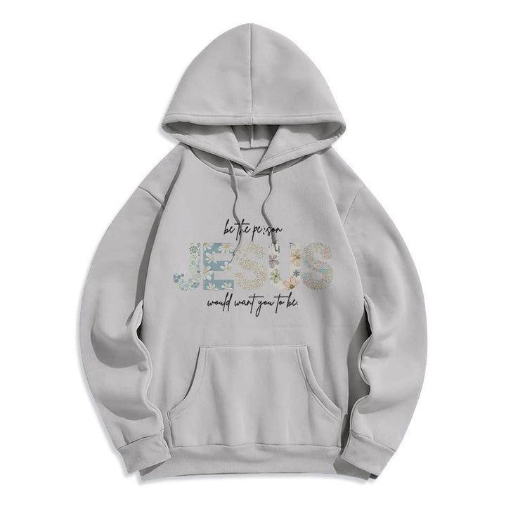 Christianartworkshop Floral Faith Jesus-Centered Fleece-gefütterter Polyester-Kapuzenpullover - Grau - 2XL - image 7