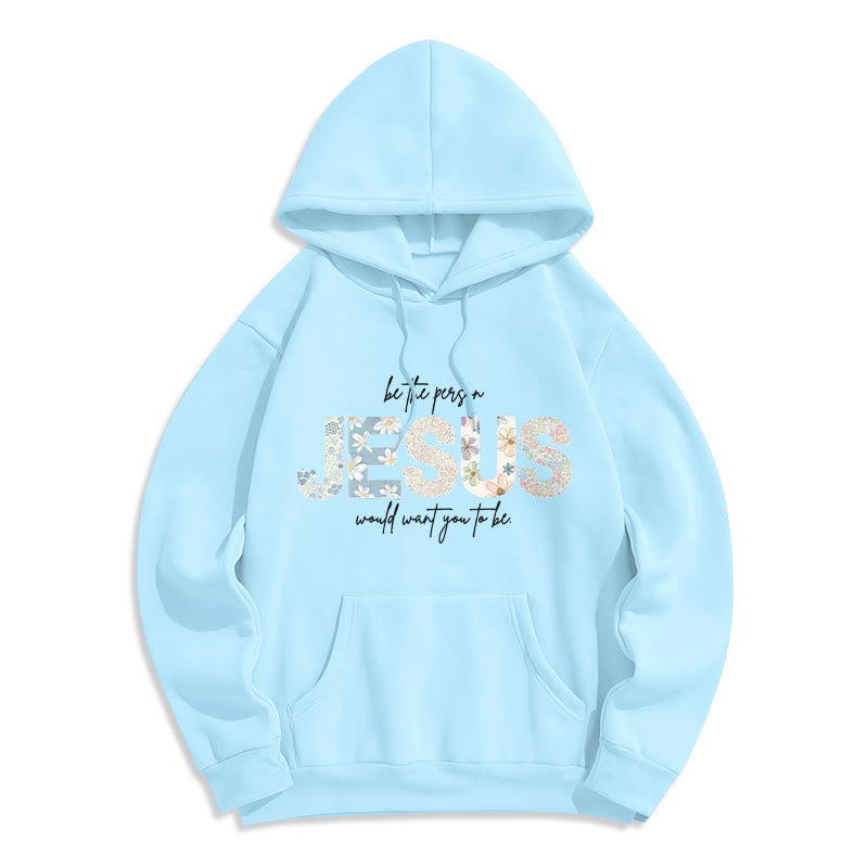 Christianartworkshop Floral Faith Jesus-Centered Fleece-gefütterter Polyester-Kapuzenpullover - Blau - 2XL - image 7