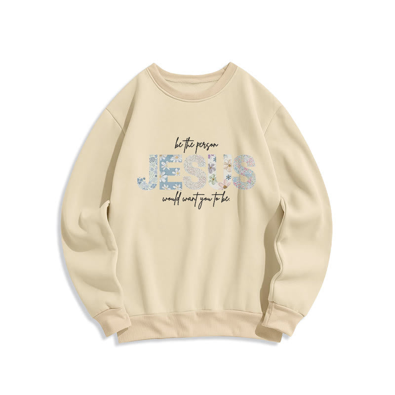 Christianartworkshop Floral Faith Jesus-Centered Fleece-gefüttertes Polyester-Sweatshirt - Beige - 2XL - image 3