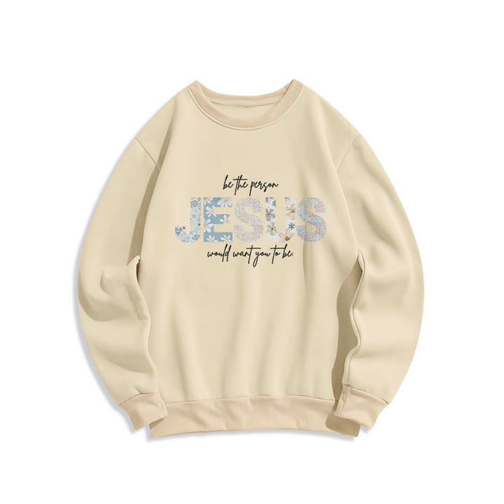 Christianartworkshop Floral Faith Jesus-Centered Fleece-gefüttertes Polyester-Sweatshirt - Beige - 2XL - image 3