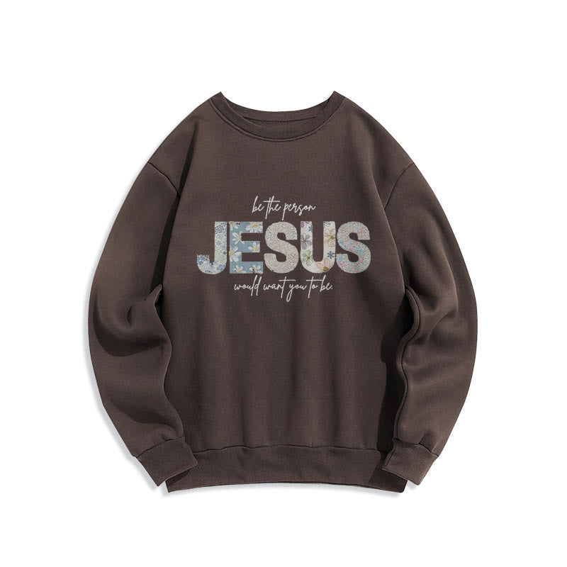 Christianartworkshop Floral Faith Jesus-Centered Fleece Lined Polyester Sweatshirt - Braun - 2XL - image 6