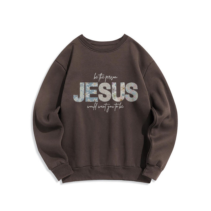 Christianartworkshop Floral Faith Jesus-Centered Fleece Lined Polyester Sweatshirt - Braun - 2XL - image 6