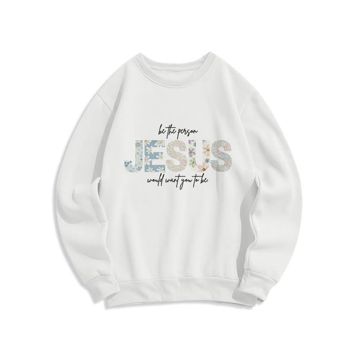 Christianartworkshop Floral Faith Jesus-Centered Fleece-gefüttertes Polyester-Sweatshirt - Weiß - 2XL - image 0