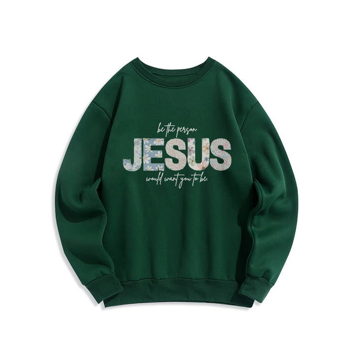 Christianartworkshop Floral Faith Jesus-Centered Fleece-gefüttertes Polyester-Sweatshirt - Grün - 2XL - image 5