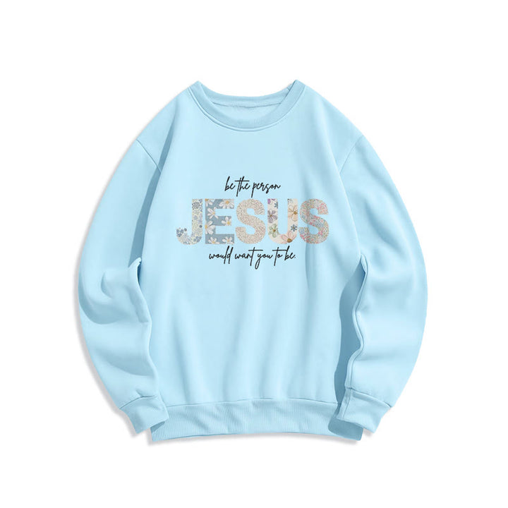 Christianartworkshop Floral Faith Jesus-Centered Fleece-gefüttertes Polyester-Sweatshirt - Blau - 2XL - image 4