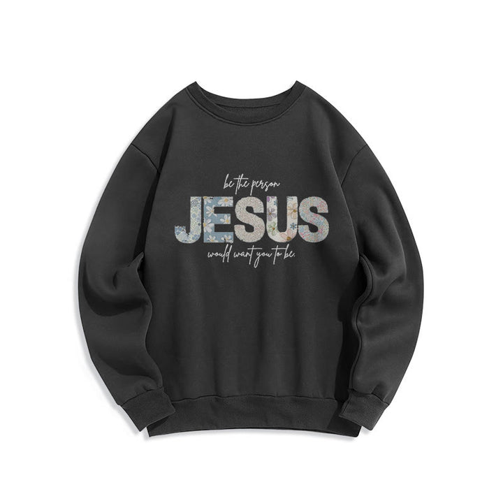 Christianartworkshop Floral Faith Jesus-Centered Fleece Lined Polyester Sweatshirt - Schwarz - 2XL - image 4