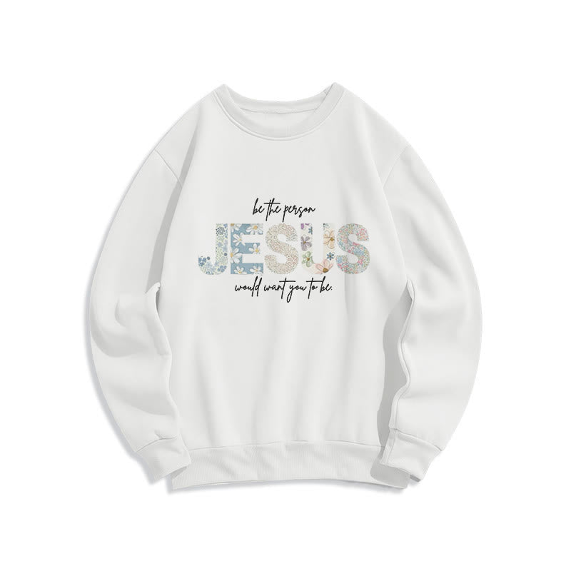 Christianartworkshop Floral Faith Jesus-Centered Fleece-gefüttertes Polyester-Sweatshirt - Weiß - 2XL - image 1