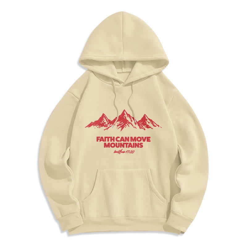Christianartworkshop Faith Can Move Mountains – biblisch-inspirierender Kapuzenpullover aus Polyester mit Fleecefutter - Beige - 2XL - image 5