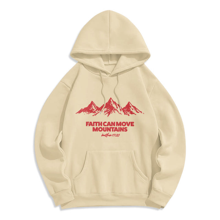 Christianartworkshop Faith Can Move Mountains – biblisch-inspirierender Kapuzenpullover aus Polyester mit Fleecefutter - Beige - 2XL - image 5