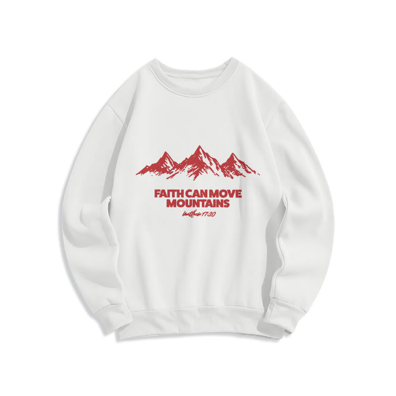 Christianartworkshop Faith Can Move Mountains Biblisch inspirierendes Sweatshirt aus Polyester mit Fleecefutter - Weiß - 2XL - image 1
