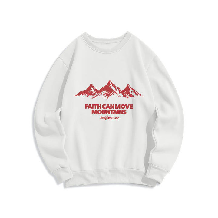 Christianartworkshop Faith Can Move Mountains Biblisch inspirierendes Sweatshirt aus Polyester mit Fleecefutter - Weiß - 2XL - image 0