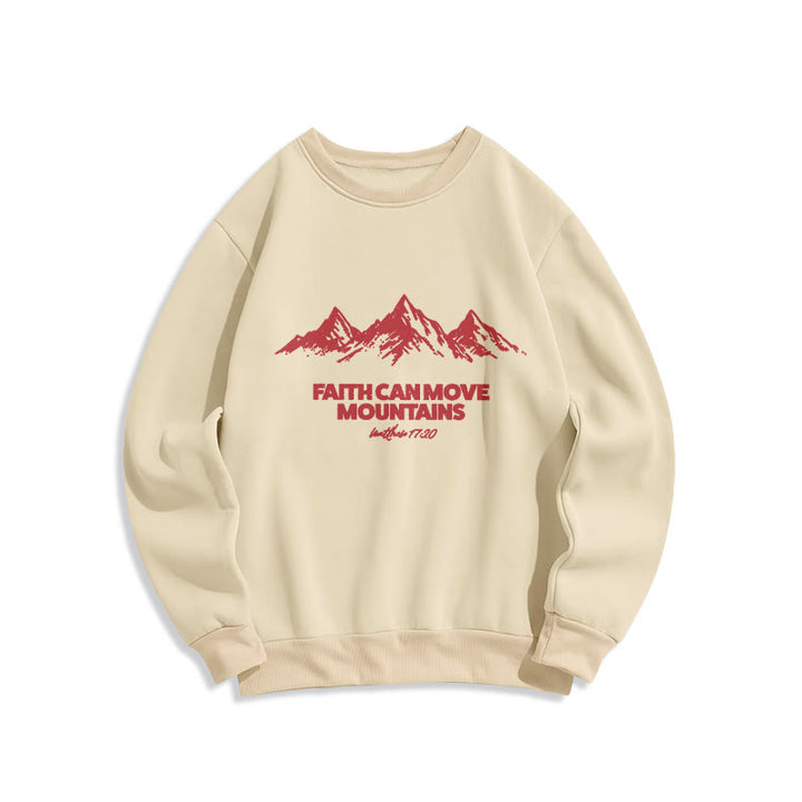 Christianartworkshop Faith Can Move Mountains Biblisch inspirierendes Sweatshirt aus Polyester mit Fleecefutter - Beige - 2XL - image 3