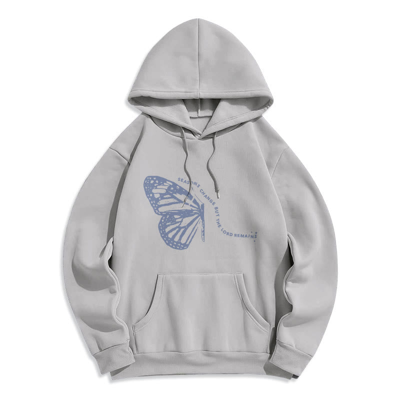 Christianartworkshop Jahreszeitenwechsel Herr bleibt Schmetterlingsmotiv Fleecegefütterter Polyester-Hoodie - Grau - 2XL - image 6