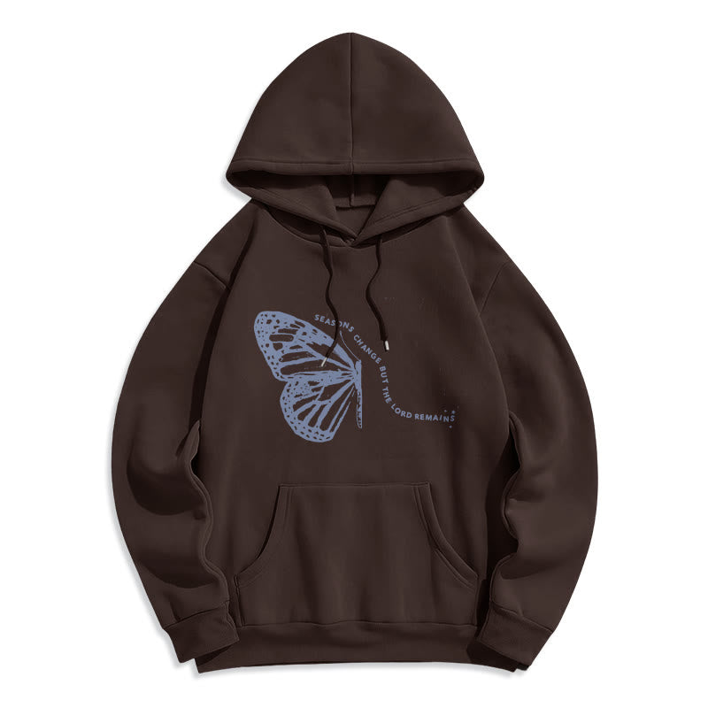 Christianartworkshop Jahreszeitenwechsel Herr bleibt Schmetterlingsmotiv Fleecegefütterter Polyester-Hoodie - Braun - 2XL - image 3