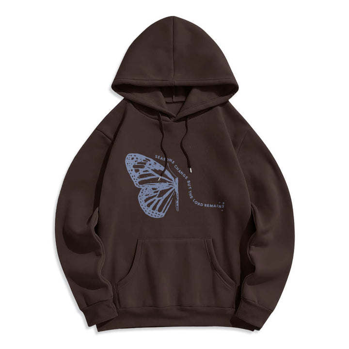 Christianartworkshop Jahreszeitenwechsel Herr bleibt Schmetterlingsmotiv Fleecegefütterter Polyester-Hoodie - Braun - 2XL - image 3