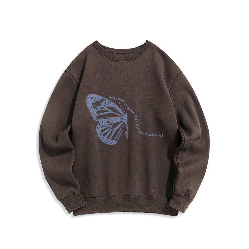 Christianartworkshop Jahreszeitenwechsel Herr bleibt Schmetterlingsmotiv Fleecegefüttertes Polyester-Sweatshirt - Braun - 2XL - image 3