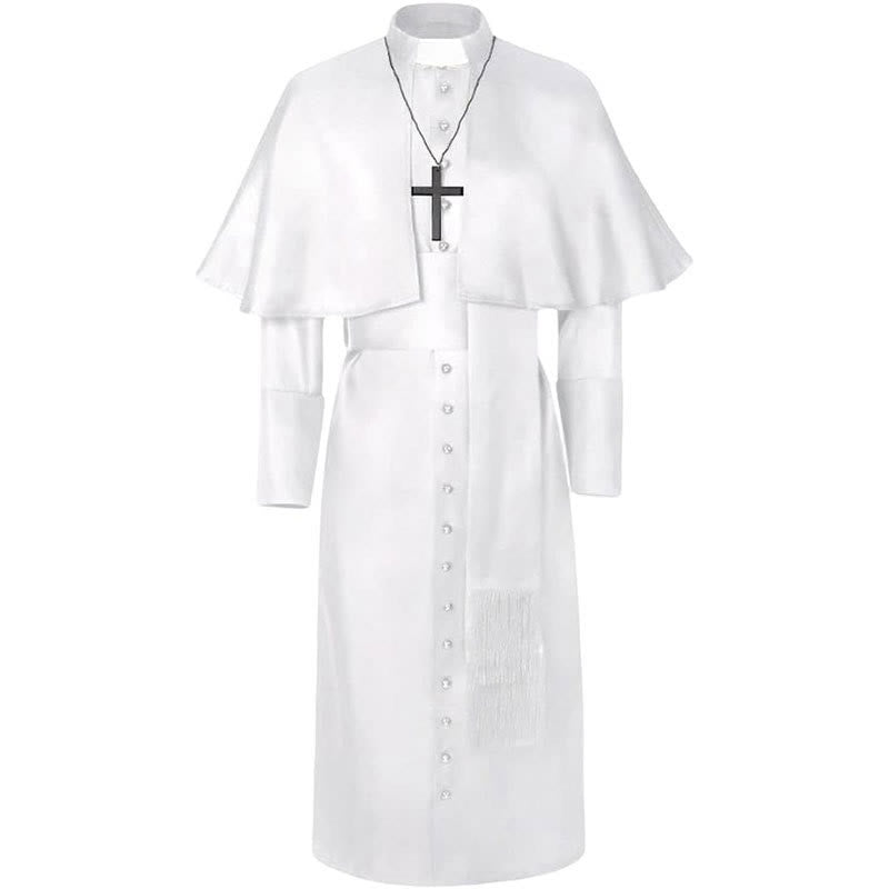 Christianartworkshop Mehrfarbige zeremonielle römische Soutane, Klerusrobe: Ästhetik mittelalterlicher Priester - Weiß - 3XL - image 5