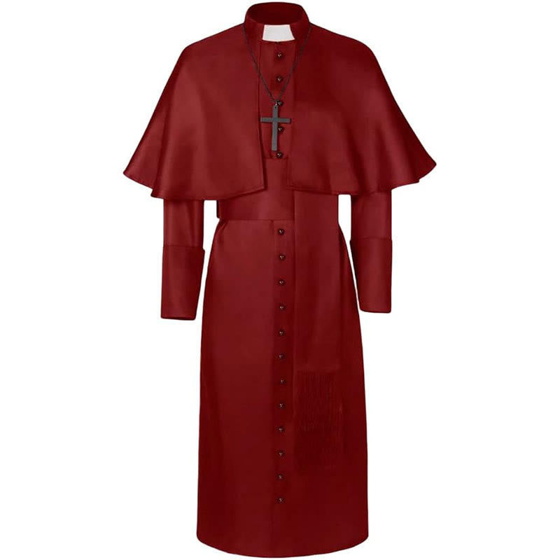 Christianartworkshop Mehrfarbige zeremonielle römische Soutane, Klerusrobe: Ästhetik mittelalterlicher Priester - Rot - 3XL - image 6
