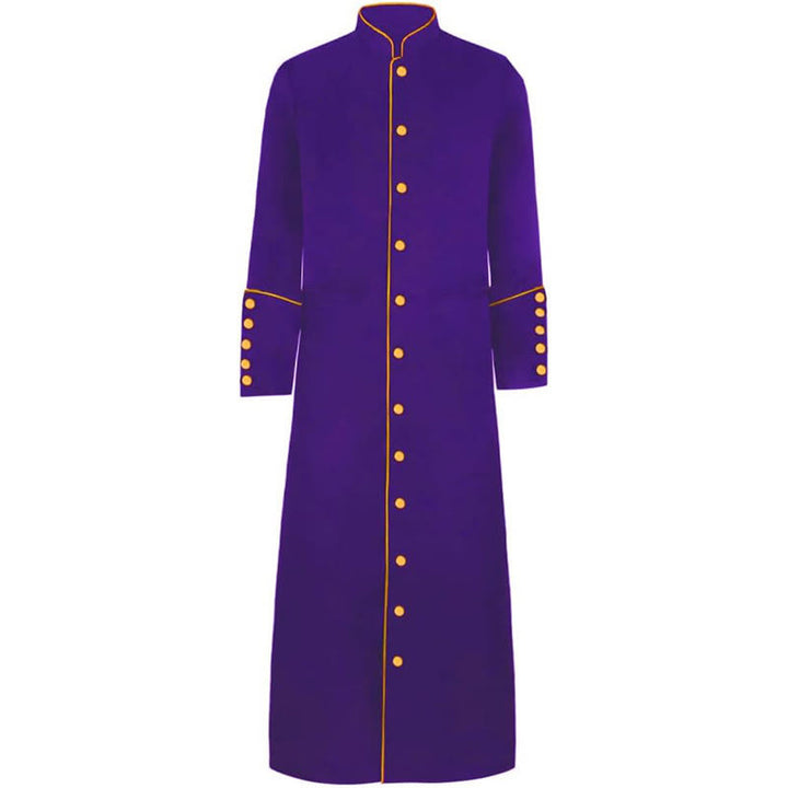 Christianartworkshop Klassische, mehrfarbige Priesterrobe mit Kontrastbesatz und mittelalterlicher Eleganz - Lila mit Goldrand - 3XL - image 6