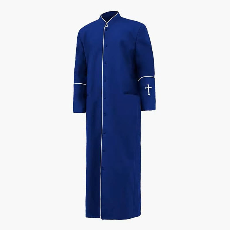 Christianartworkshop Priesterrobe im mittelalterlichen Stil in verschiedenen Farben und mit Kreuzdetails - Königsblau - 3XL - image 14