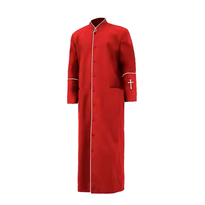 Christianartworkshop Priesterrobe im mittelalterlichen Stil in verschiedenen Farben und mit Kreuzdetails - Rot - 3XL - image 10