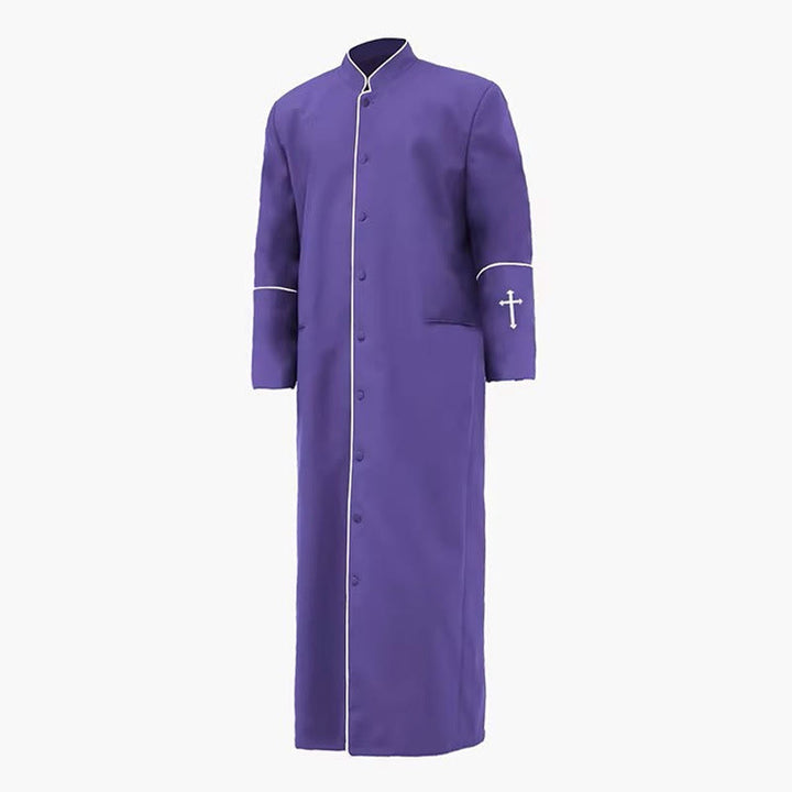 Christianartworkshop Priesterrobe im mittelalterlichen Stil in verschiedenen Farben und mit Kreuzdetails - Lila - 3XL - image 13