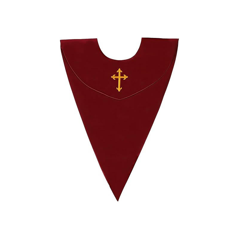 Christianartworkshop Zeremonielle Geistliche Robe mit weinroter Stola und gesticktem Kreuz - image 7