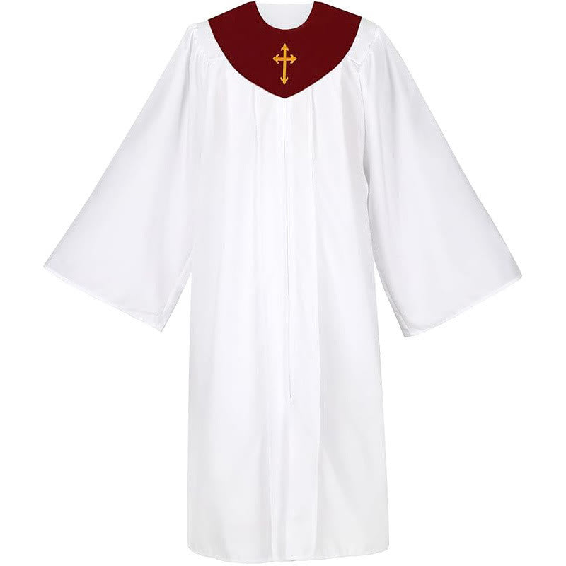 Christianartworkshop Zeremonielle Geistliche Robe mit weinroter Stola und gesticktem Kreuz - image 4