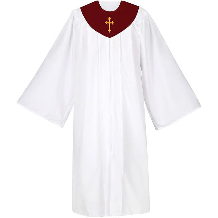 Christianartworkshop Zeremonielle Geistliche Robe mit weinroter Stola und gesticktem Kreuz - image 4