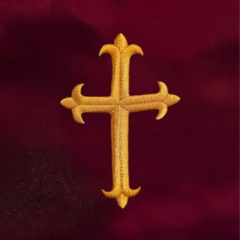 Christianartworkshop Zeremonielle Geistliche Robe mit weinroter Stola und gesticktem Kreuz - image 8