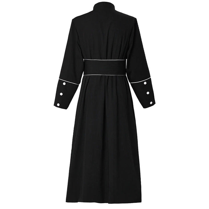 Christianartworkshop Zeremonielle schwarz-weiße Priesterrobe mit Stehkragen, Gürtel und Kreuzmotiven - image 14