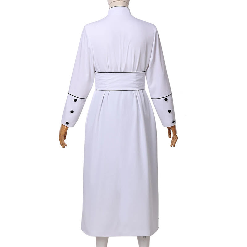 Christianartworkshop Zeremonielle schwarz-weiße Priesterrobe mit Stehkragen, Gürtel und Kreuzmotiven - image 8