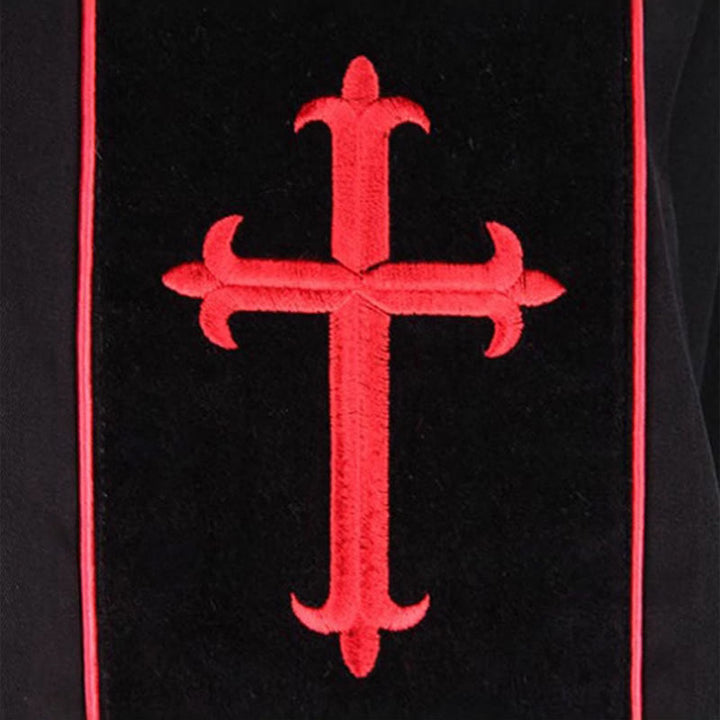 Christianartworkshop Traditionelle schwarze Priesterrobe mit Rotkreuz-Stickerei und formellem Design - image 6